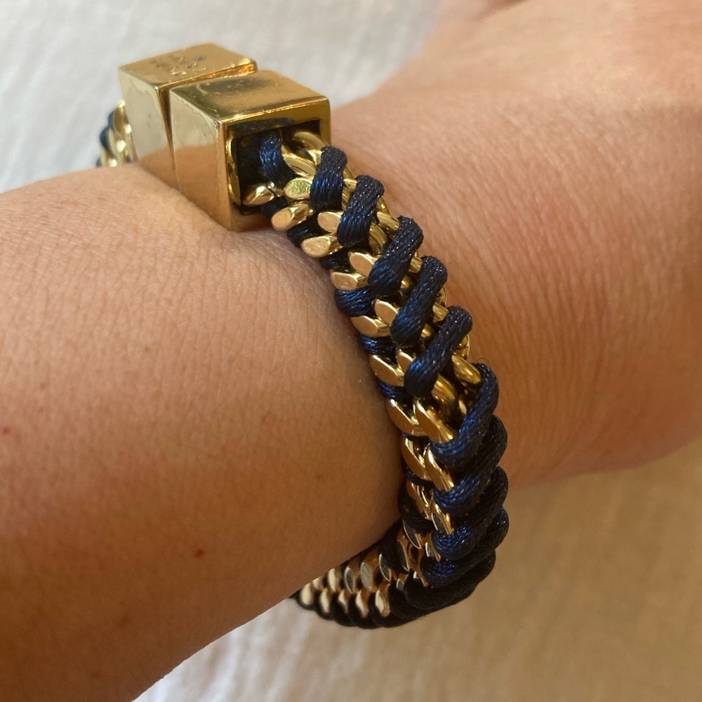 Trina Turk Gold Tone and Navy Magnetic Clasp Bracelet